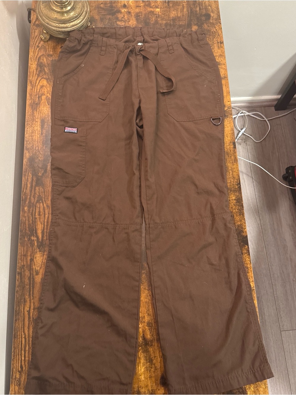 Men's Brown Cargo Utility Pants with Drawstring Waist